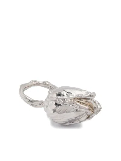 Marni Bold Sculptural Textured Statement Ring In White