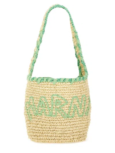 Marni Small Nassa Bag In Green Natural Raffia