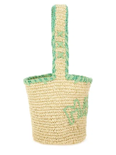 Marni Small Nassa Bag In Green Natural Raffia