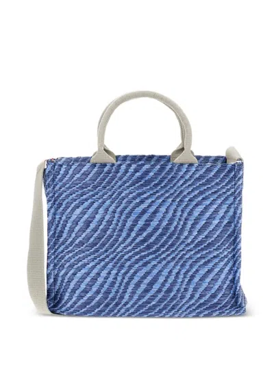 Marni Basket Small Jacquard Raffia-effect Tote In Blue