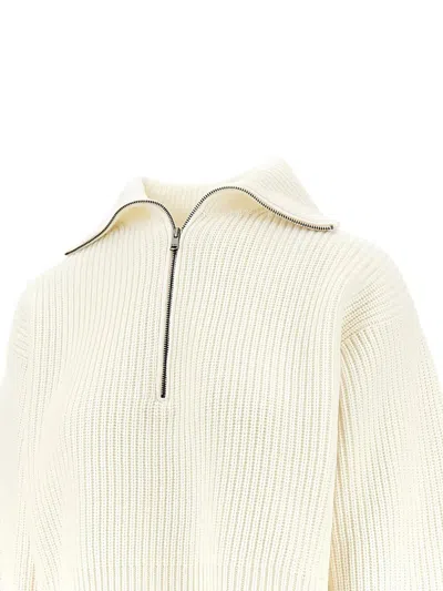 Max Mara "nadar" Half Zip Sweater In Neutral