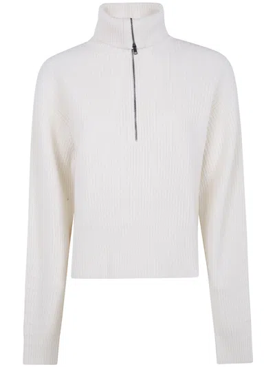 Max Mara "nadar" Half Zip Sweater In Neutral