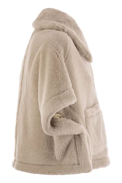 Max Mara Teddy Cape In Alpaca And Wool Newera1 In Brown
