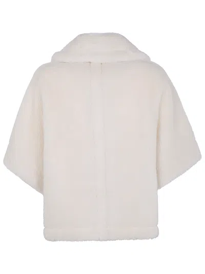 Max Mara Short Sleeve Cape Wide Collar In White