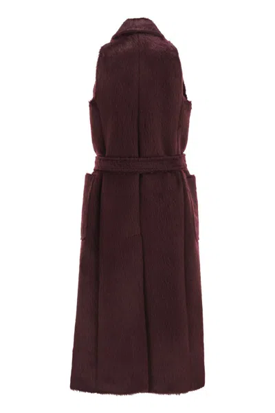 Max Mara Maxmara Abbozzi1234 Sleeveless Coat In Alpaca And Wool In Purple