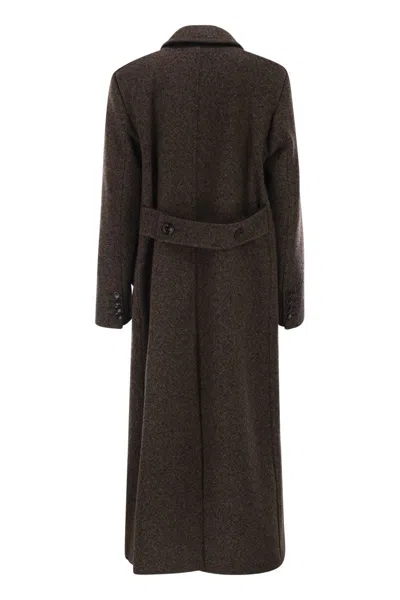 Max Mara Maxmara Arco1234 Coat In Virgin Wool And Cashmere In Brown