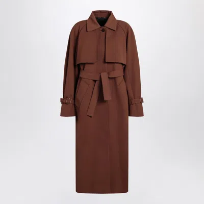 Max Mara Brown Rainproof Gabardine Trench Coat In Brown