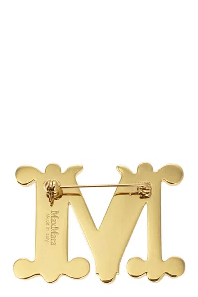 Max Mara Bath2 - Monogram Brooch With Crystals In Gold