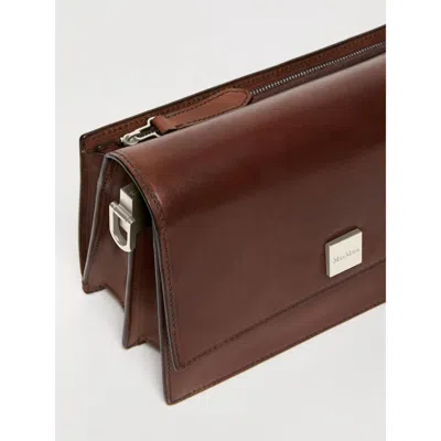Max Mara Structured Shoulder Bag Top Handle Design In Brown
