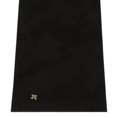 Max Mara Black Calf Leather Gloves In Black