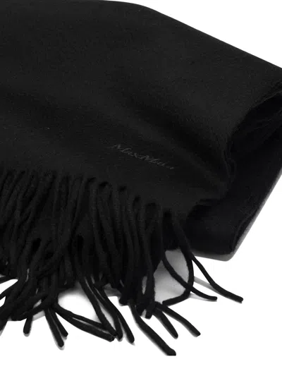 Max Mara Black Camel Hair Scarf In Black