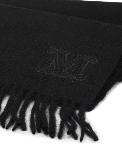 Max Mara Black Camel Hair Scarf In Black