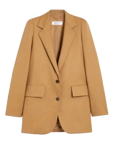 Max Mara Buttoned Shoulder Pad Blazer In Gold
