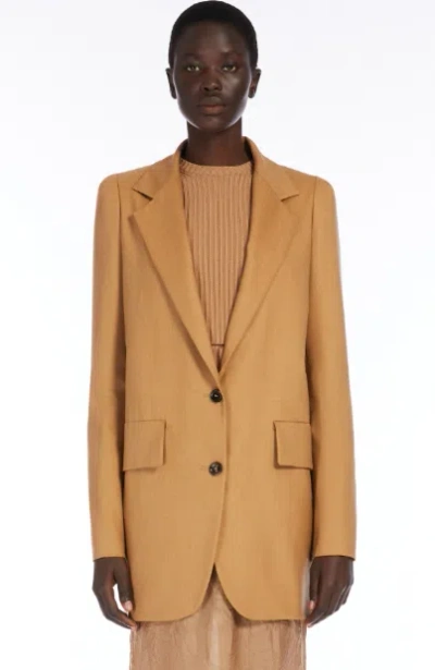 Max Mara Buttoned Shoulder Pad Blazer In Gold