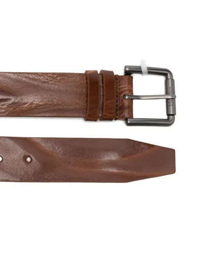 Max Mara Maxmara Buckle40 Xlong Long Leather Belt In Brown