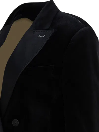 Max Mara Double-breasted Velvet Blazer In Black