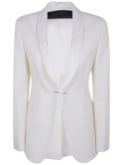 Max Mara Satin-trimmed Virgin Wool Gabardine Blazer In White