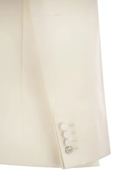 Max Mara Satin-trimmed Virgin Wool Gabardine Blazer In White