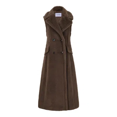Max Mara Marrone Bronzo Alpaca Coat In Brown