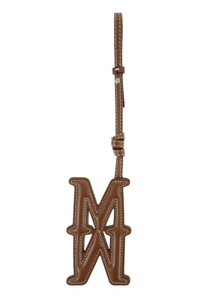 Max Mara Mxalacca - Leather Keyring With Logo In Brown