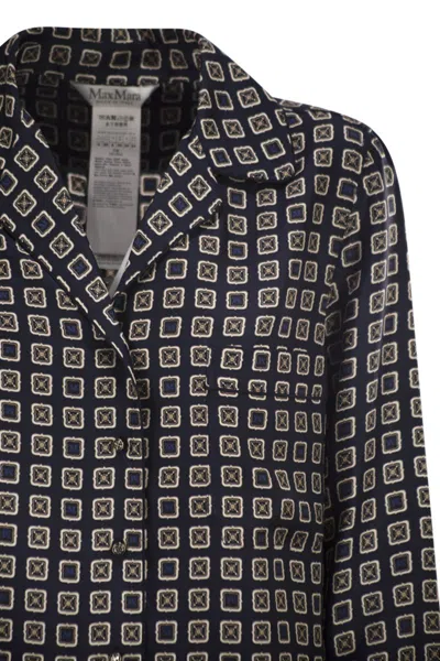 Max Mara Semi-fitted Printed Silk Shirt - Ultramarine In Gray
