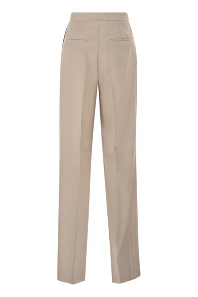 Max Mara Mxmgirone Tailored Trousers Belt Loops Pockets In Neutral