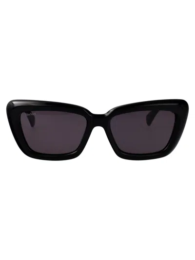 Max Mara Nero Lucido / Fumo Acetate Sunglasses In Black