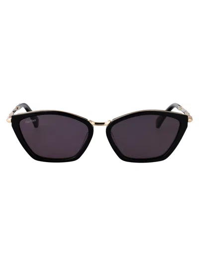 Max Mara Nero Lucido / Fumo Metal Sunglasses In Black