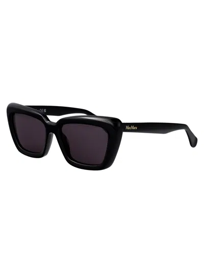 Max Mara Nero Lucido / Fumo Acetate Sunglasses In Black
