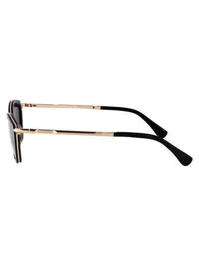 Max Mara Nero Lucido / Fumo Metal Sunglasses In Black