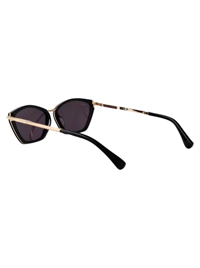 Max Mara Nero Lucido / Fumo Metal Sunglasses In Black