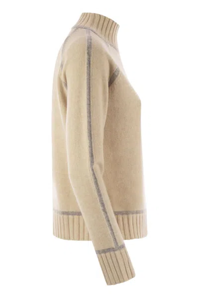 Max Mara Pescara - Wool And Cashmere Turtleneck Sweater In Neutral