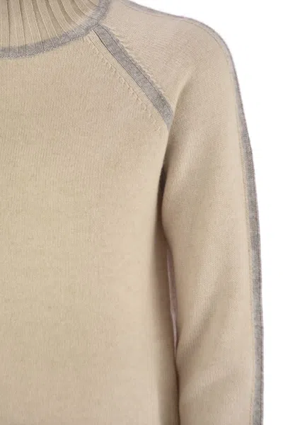 Max Mara Pescara - Wool And Cashmere Turtleneck Sweater In Neutral