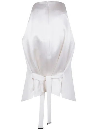 Max Mara Satin Wrap Sleeveless Jacket Buttons In White