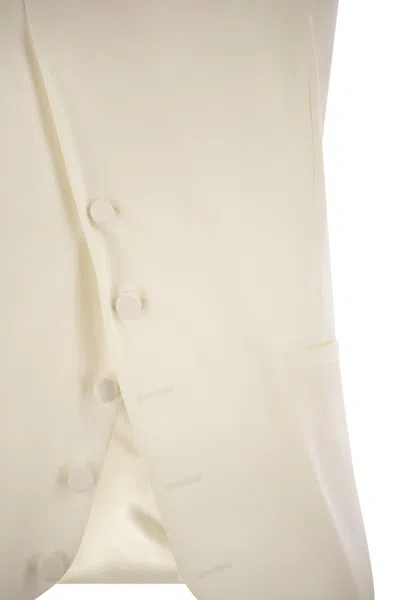 Max Mara Satin Wrap Sleeveless Jacket Buttons In White