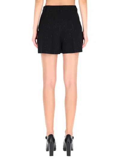 Max Mara Black Shorts With Pinstripe-effect Micro Sequins