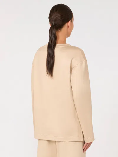 Max Mara Long Sleeve Knit Sweatshirt With Side Slits In Brown