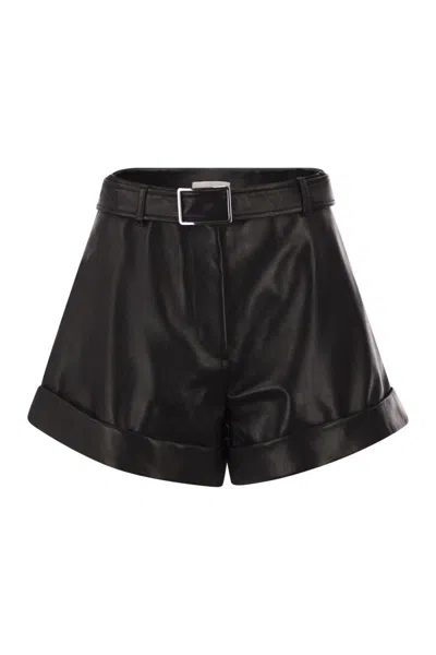 Sportmax Max Mara  Spxvasaio - Leather Bermuda Shorts In Black