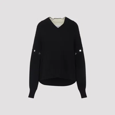 Sportmax Max Mara  Tay V Neck Snap Sweater In Blue