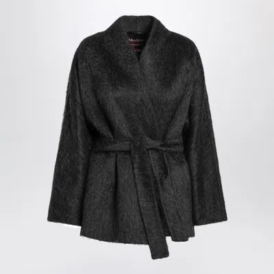 Max Mara Studio Anthracite Cardigan Jacket In Wool And Alpaca In Black