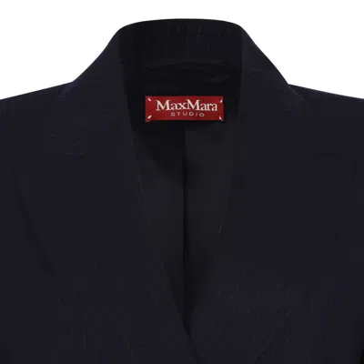 Max Mara Studio Blue Virgin Wool Jacket In Blue