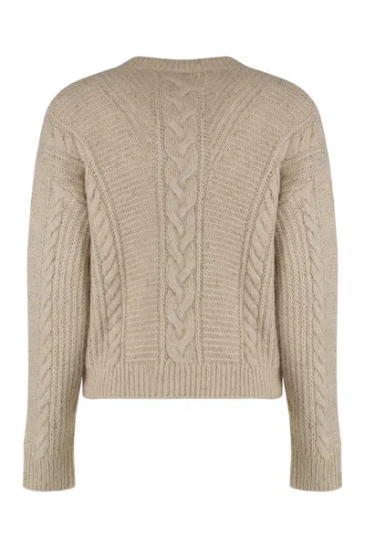 Max Mara Studio Boxy Sweater In Blended Alpaca In Neutral