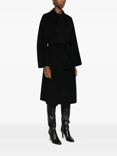 Max Mara Belted Trench Coat In Black