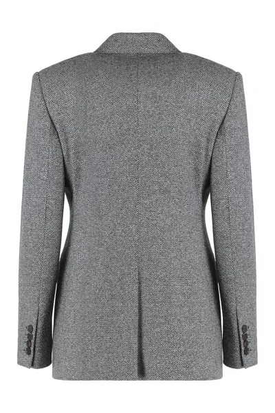 Max Mara Studio Double-breasted Blazer In Jersey In Gray