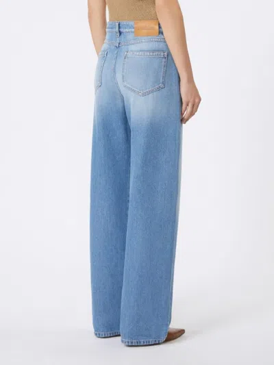 Max Mara Denim Trousers Wide-leg Faded Wash In Blue