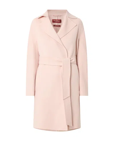 Max Mara Studio  Studio Pink Coat With Belt In Pink
