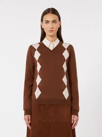 Max Mara Studio Mstdentice Top Chocolate In Brown