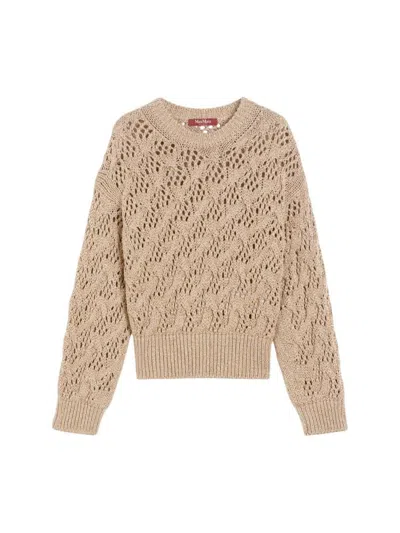 Max Mara Diamond-patterned Cordonnet Sweater In Brown