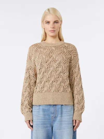 Max Mara Diamond-patterned Cordonnet Sweater In Brown