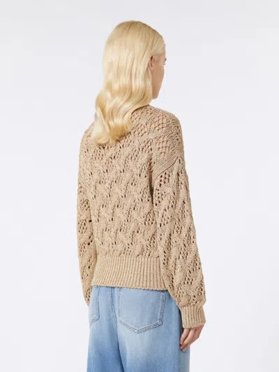 Max Mara Diamond-patterned Cordonnet Sweater In Brown